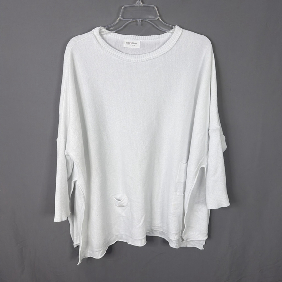 mer sea Sweaters - Mer Sea Sweater Womens One Size White Catalina Travel Oversized Boxy Lagenlook